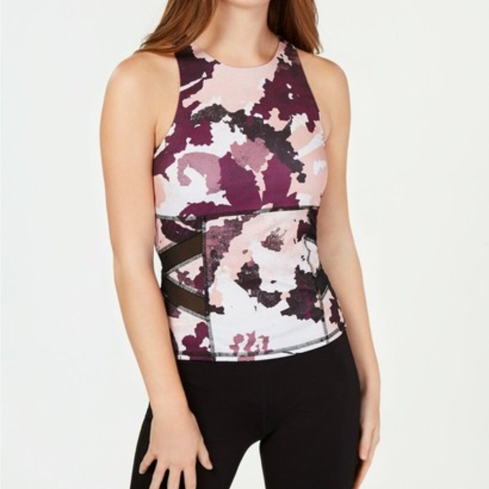 The Material Girl Active Juniors' Mesh-Inset Racerback Tank Top in size L